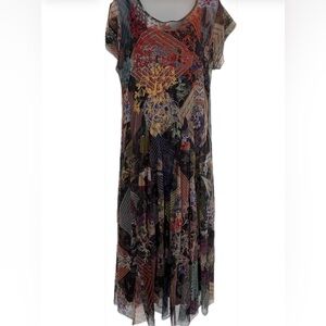 Johnny Was Colorful Patchwork Midi Dress